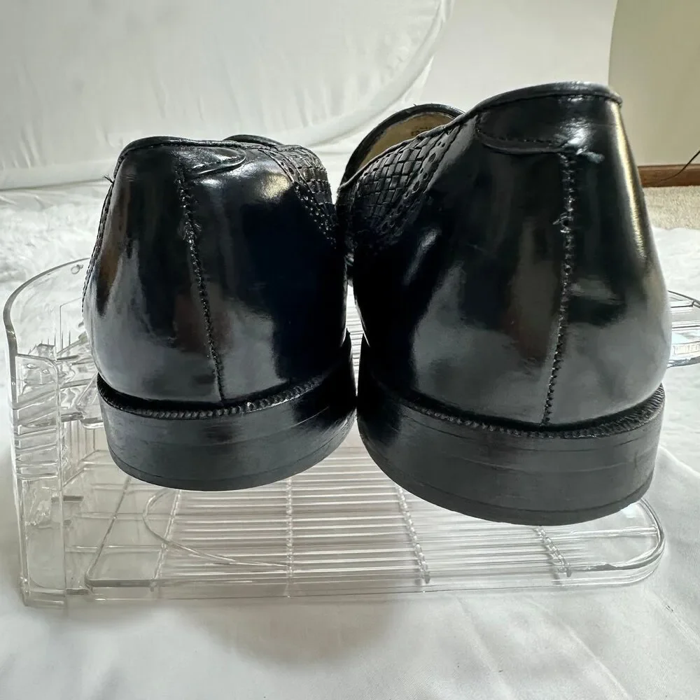 Neil Martin Black Woven Leather Tassel Loafers Mens 9 Kiltie Wingtip Brogue VTG